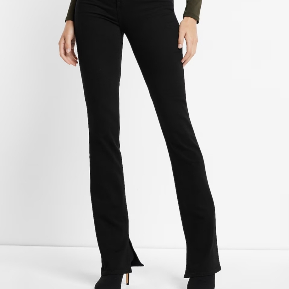293B. NWT Express Skyscraper Mid Rise Black Denim Jeans - Size 0S - Picture 5 of 8